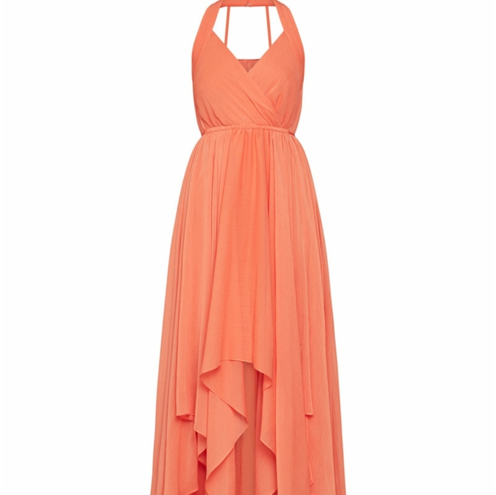 BCBGMAXAZRIA Crinkle-Chiffon Handkerchief- Dress - Picture 4 of 4